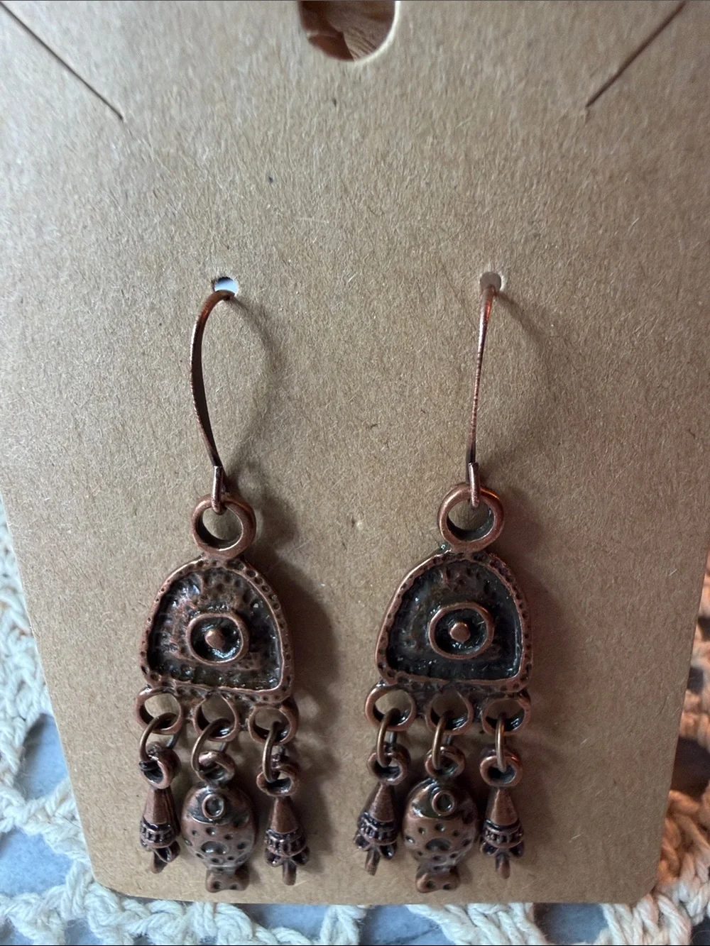 Copper Tone Dangle Fish Charm Earrings - Women Jewelry